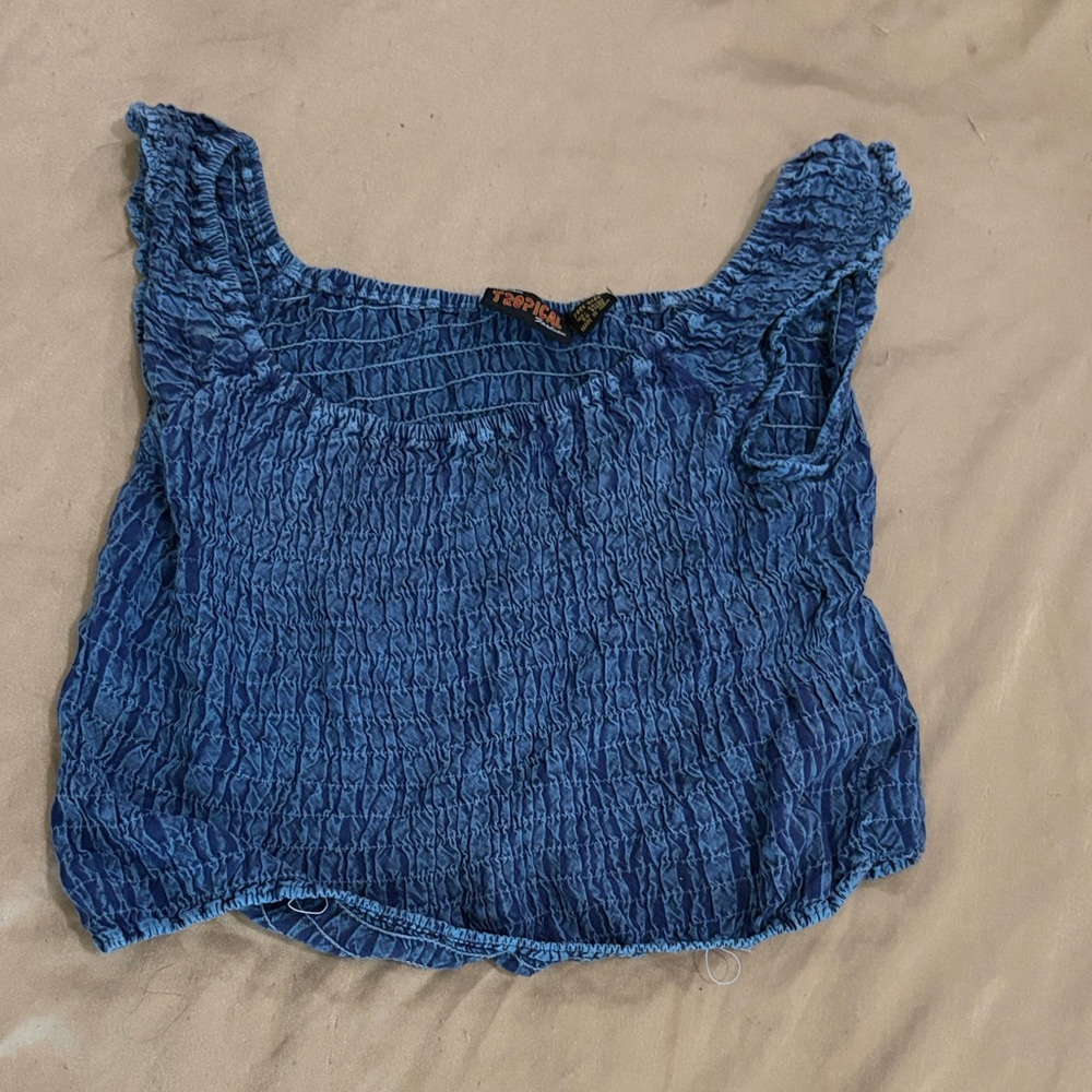 Blue Smocked Top